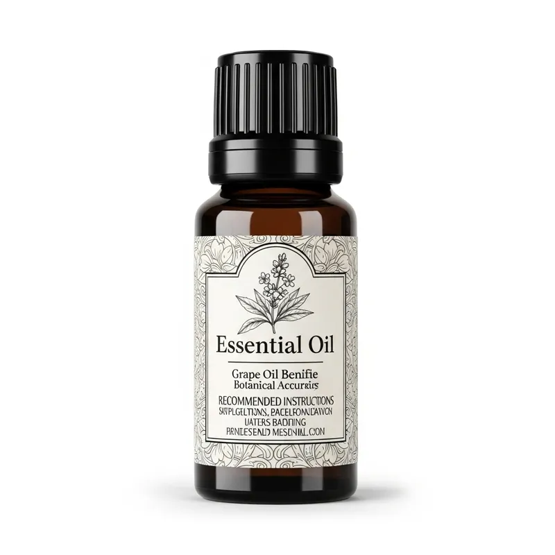 Detailed Essential Oil Label with Plant Illustration