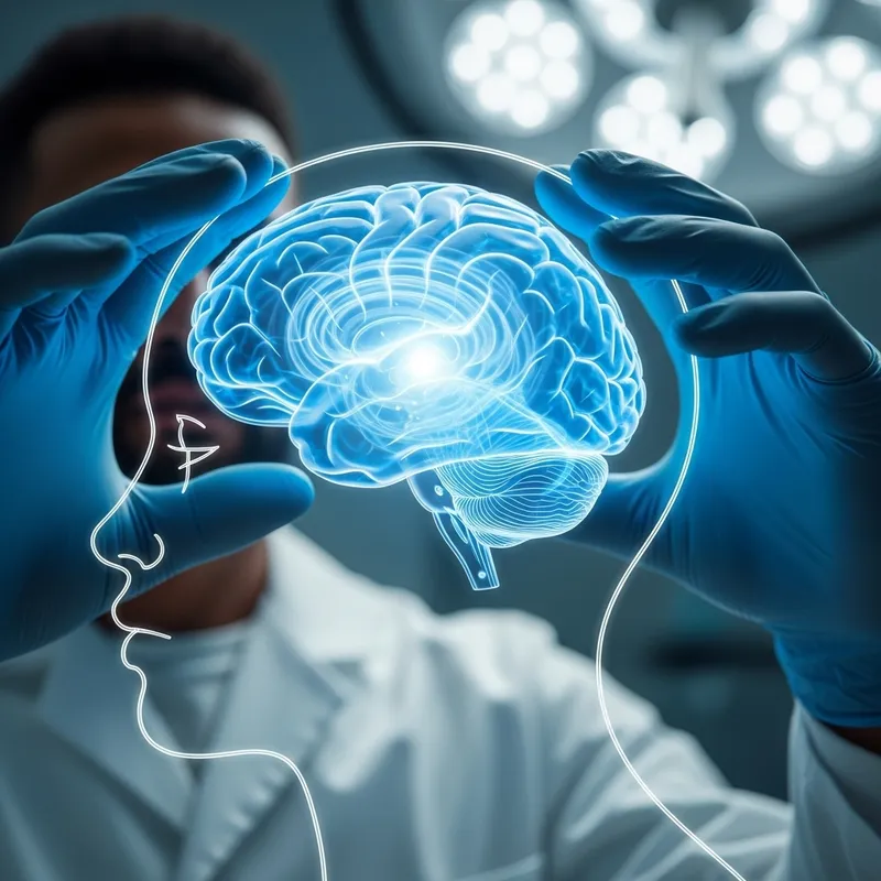 Male Hands Hold Female Brain | Care & Precision in Medicine