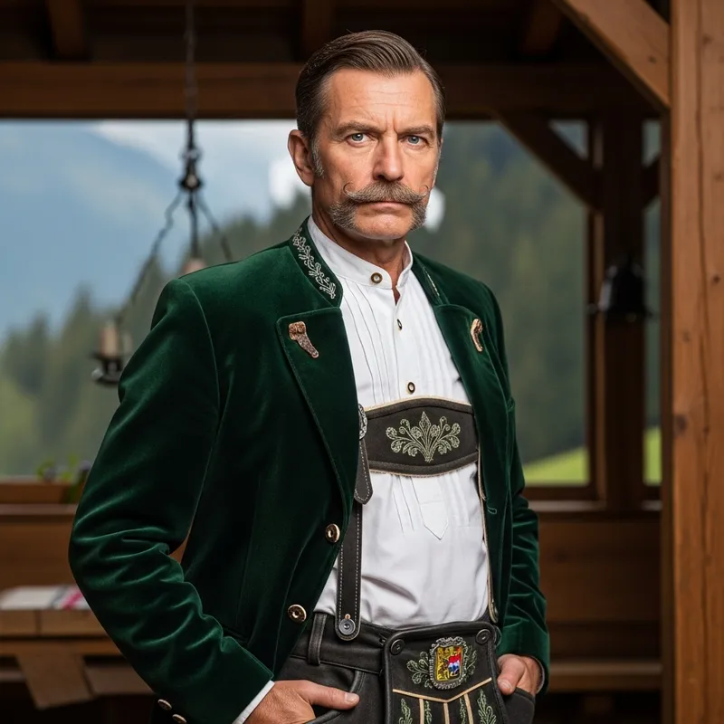 Funny German Nationalist Man with Unique Moustache