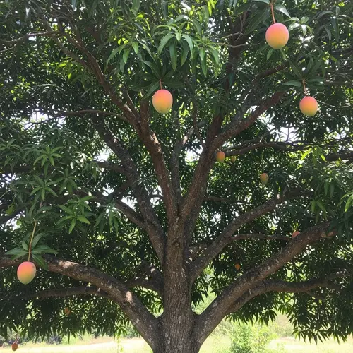 Tranquil Mango Tree - Lush Canopy and Ripe Fruit