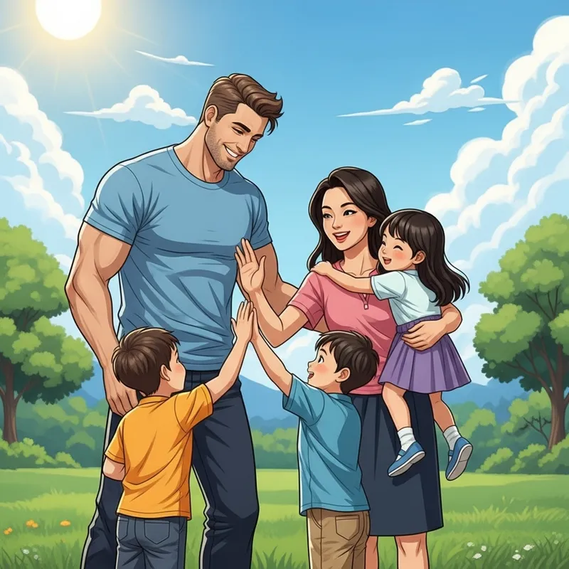 Parents T-Shirt Design: Joyful Family with Kids