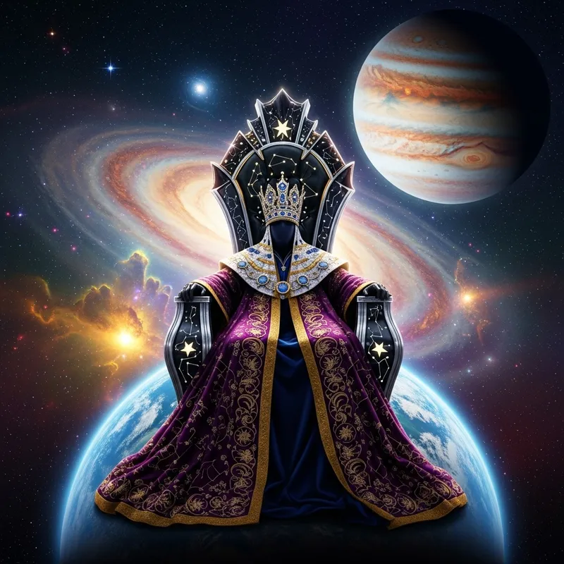Majestic King on Throne in Space