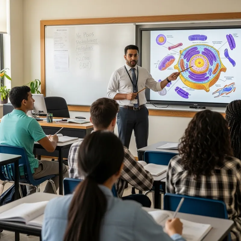 Middle-Eastern Teacher Explains Cell Composition Inside