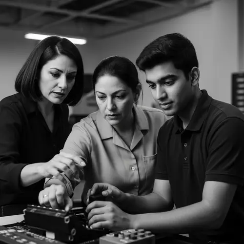 Professional Development: Supervisor Guiding Employee on Technical Equipment