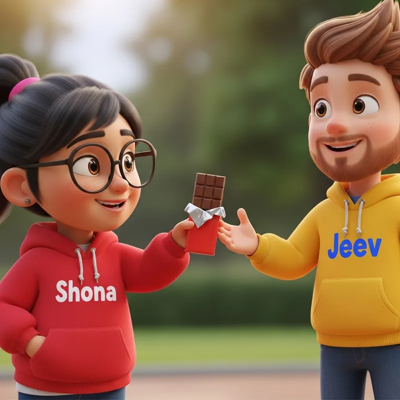 Hispanic Short Girl & Bearded Boy Cartoon | Shona & Jeev