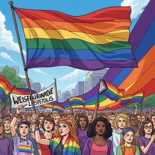 Colorful Pride Flag Parade - Celebrate Diversity and Inclusion