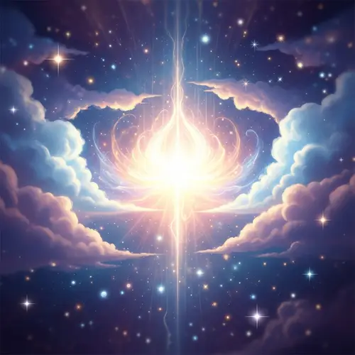Divine Entity: Glowing Light in Celestial Realm