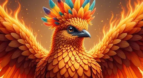Vibrant Orange Bird: Intricately Detailed Feathers & Crown