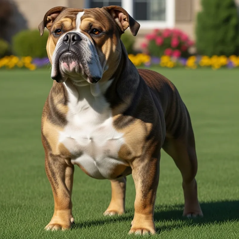 Adorable Brindle Bulldog in a Charming Setting