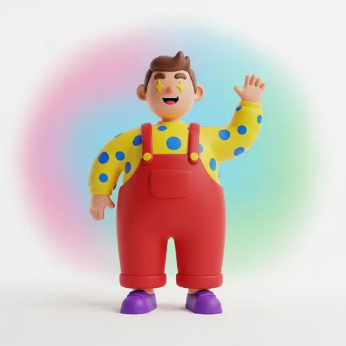Colorful 3D Cheerful Cartoony Man | Fun & Energy