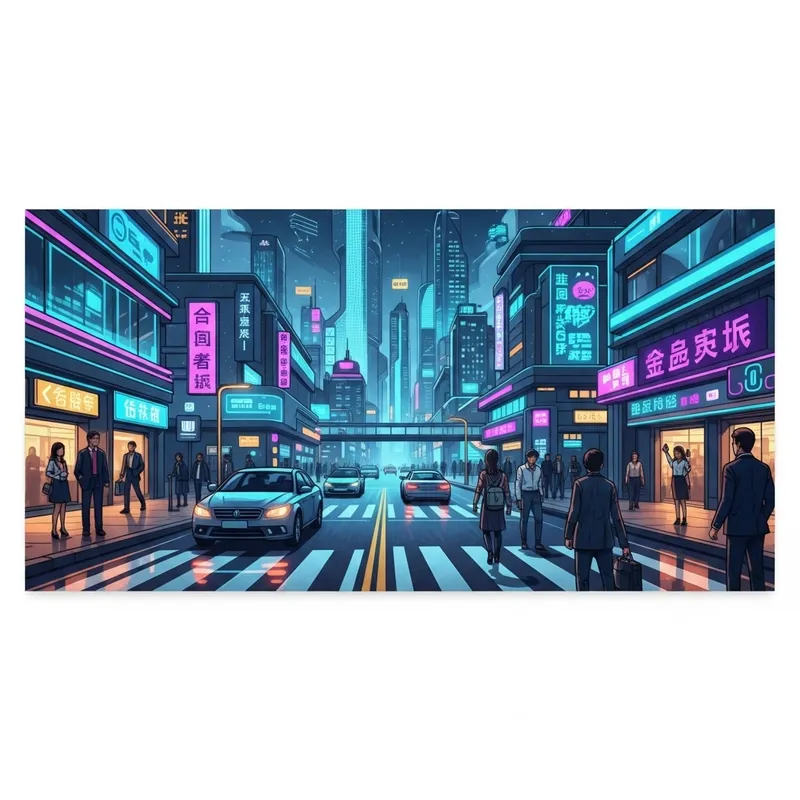 Future City Technology: AI Innovation, Neon Lights, Skyscrapers Future City Technology: AI Innovation, Neon Lights, Skyscrapers