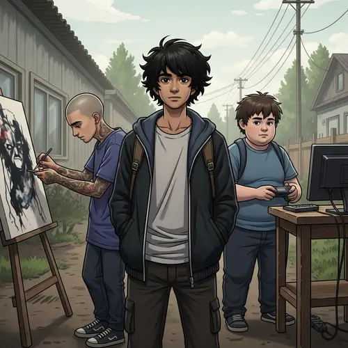 Teen Boys in Modest Russian Summer Town - Hispanic, Middle-Eastern, Caucasian