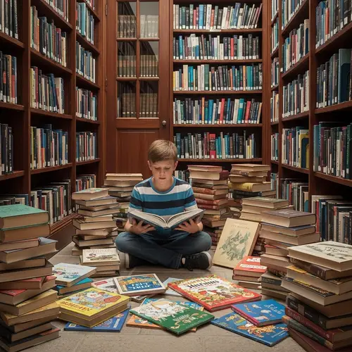 Dive into a Literary Wonderland | Boy Surrounded by Books