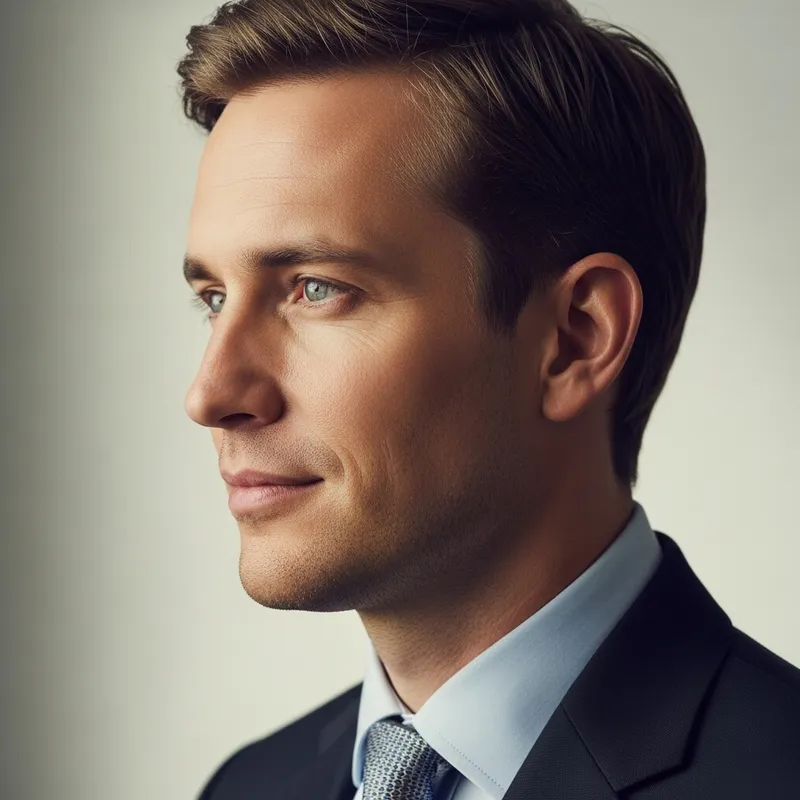 Profile Portrait of a Man in a Dark Suit