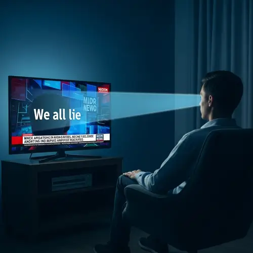Engrossed Viewer Captivated by 'We all lie' News Headline
