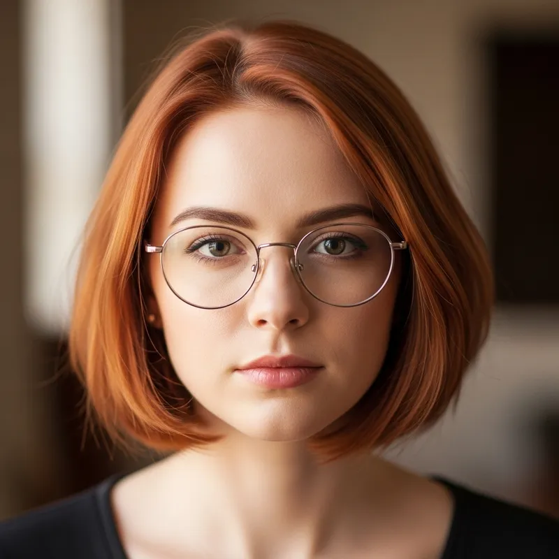 Short Copper Hair Persona with Glasses