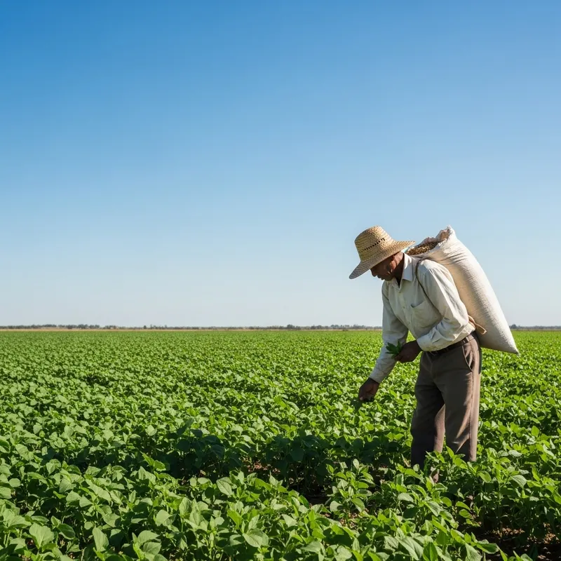 Vibrant Farmland: A Dedicated Farmer at Work Vibrant Farmland: A Dedicated Farmer at Work