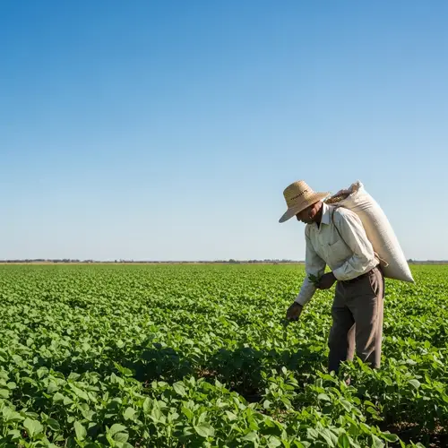 Vibrant Farmland: A Dedicated Farmer at Work