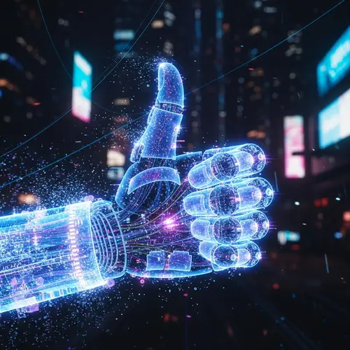 Holographic Robot Hand Thumbs Up - Futuristic Wallpaper