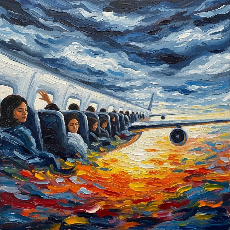 Passengers in Flight Abstract Painting
