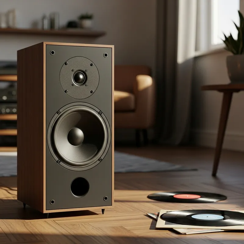 High-Definition Modern Audio Speaker in Airy Living Room