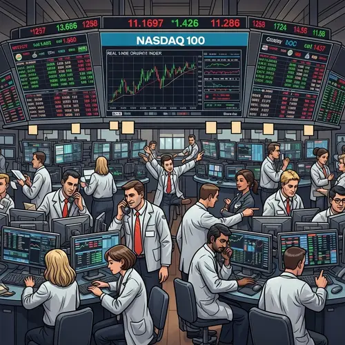 Diverse Stock Trading Floor | NASDAQ 100 Index & Dynamic Environment