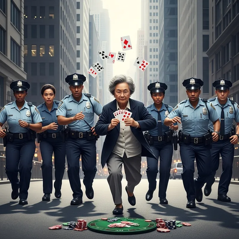 Clever Pursuit: Elderly Asian Woman Evades Police with Poker Skills