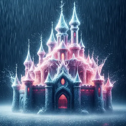 Romantic Water Castle in Heavy Downpour | Super 4K Image