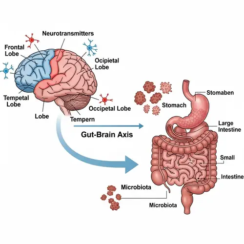 Detailed Gut-Brain Axis Scientific Illustration