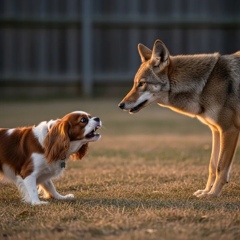 Fearless Cavalier King Charles Dog Protects Against Coyote