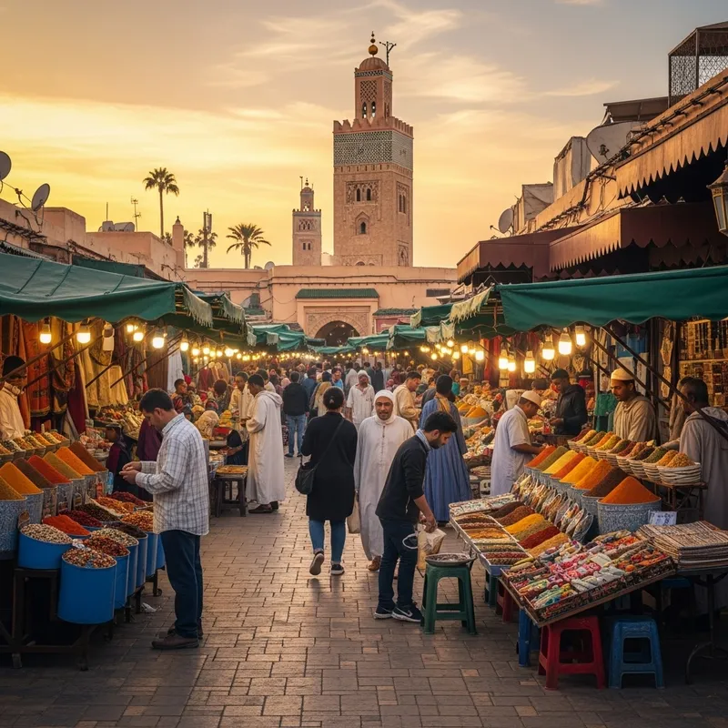 Voyage to Morocco: Capturing the Essence of a Bustling Marketplace