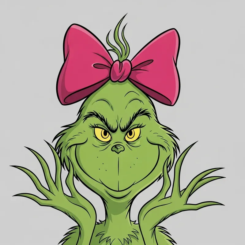 Grinch Cartoon with Pink Bow Grinch Cartoon with Pink Bow