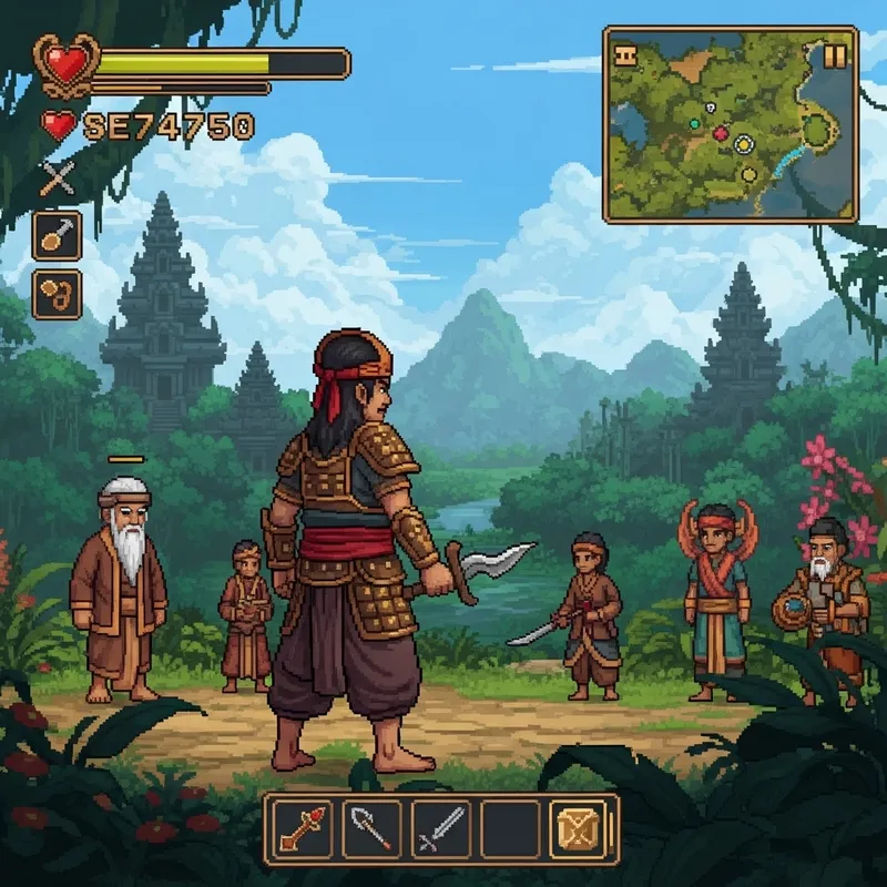 Epic Nusantara Adventure Game in Pixel Art