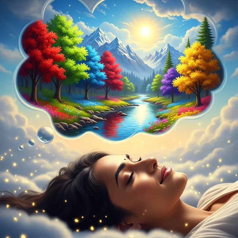 Tranquil Dream of a South Asian Woman | Colorful Forests & Mountains