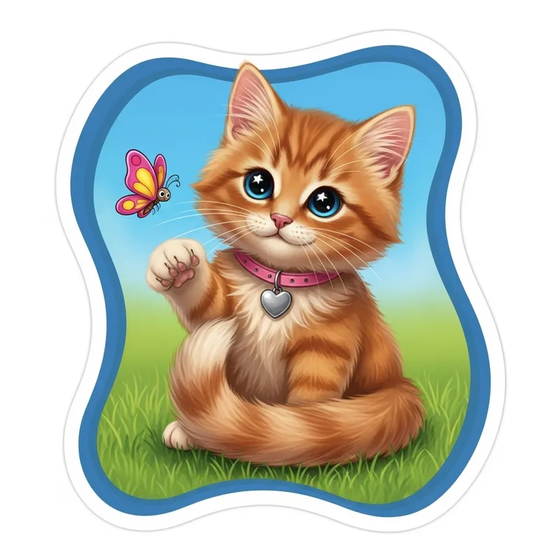 Adorable Ginger Cat Sticker Design | Cute Cat Sticker
