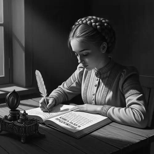 Vintage Style Digital Painting of Young Russian Girl