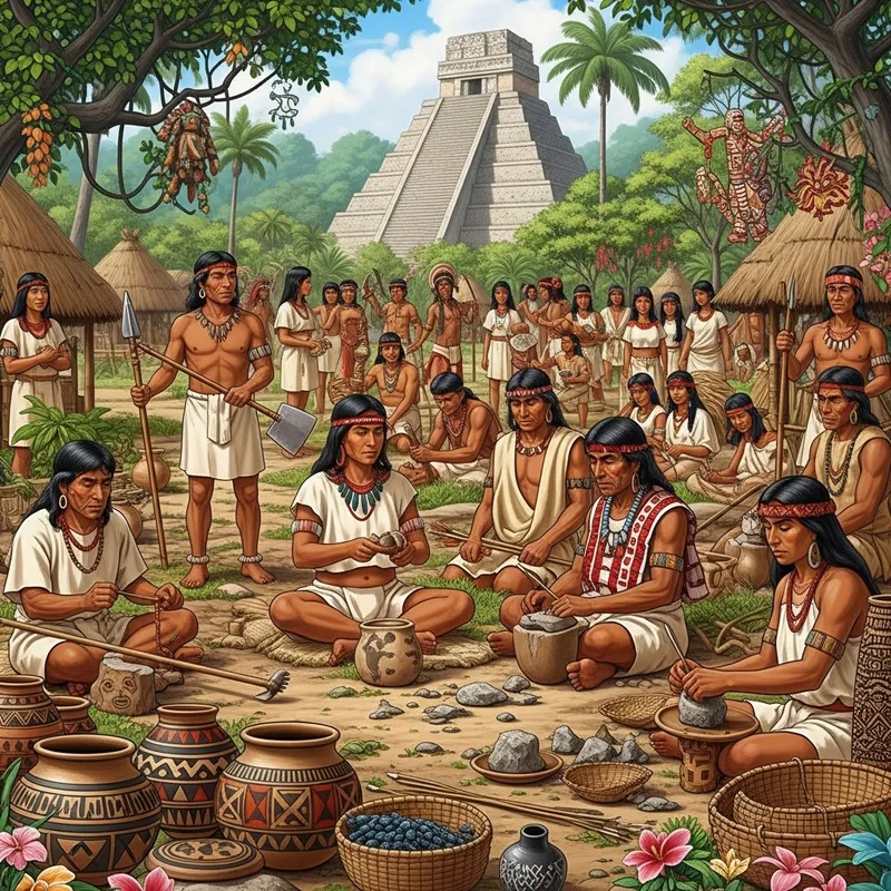 Pre-Columbian History: Ancient Step Pyramid Village Cultural Mix Pre-Columbian History: Ancient Step Pyramid Village Cultural Mix