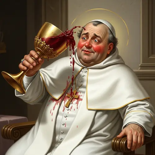 Humorous Image of a Drunken Pope