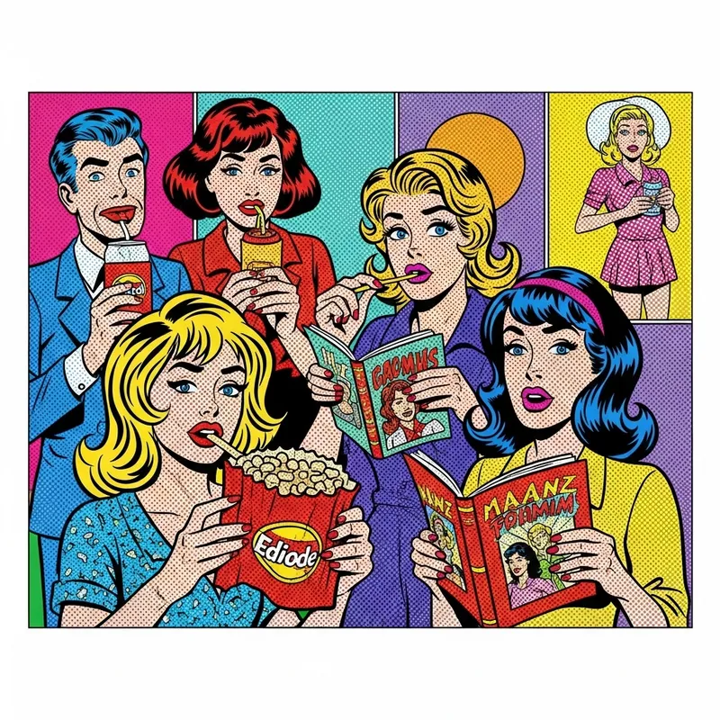 Pop Art Characters in Comic Strip Style