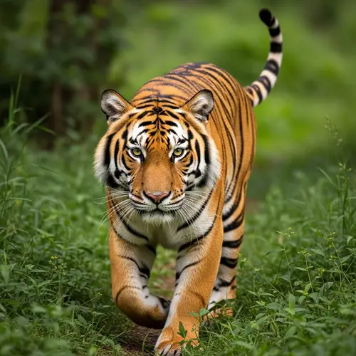 Majestic Tiger Prowling in Verdant Forest - Wildlife Safari