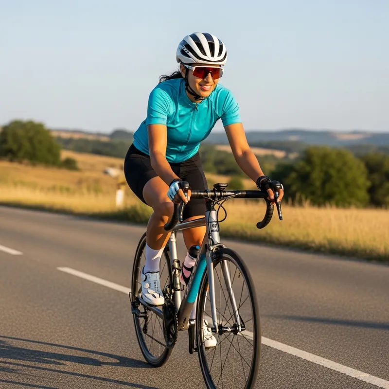 Vibrant Middle-Eastern Woman Racing on Specialized Bike | Energetic Cycling Photo