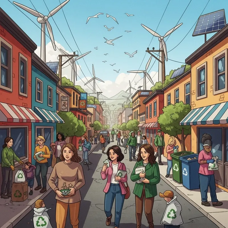 Diverse Sustainable Street Scene | Multicultural Green Vision
