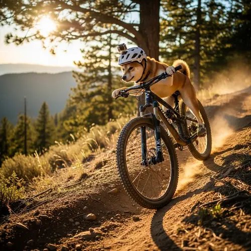Shiba Inu Dog Riding Enduro Mountain Bike