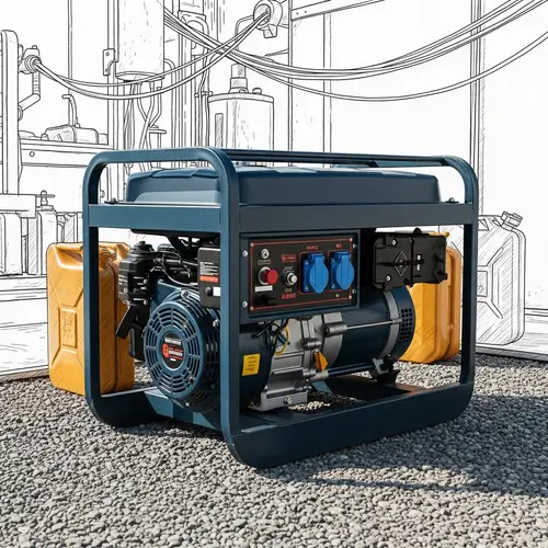 Industrial Navy Blue Gasoline Generator with Jerry Cans