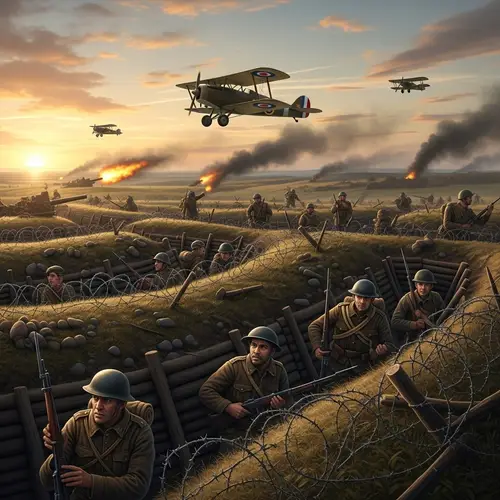 First World War Reality: Historic Battle Scene with Trenches & Warplanes