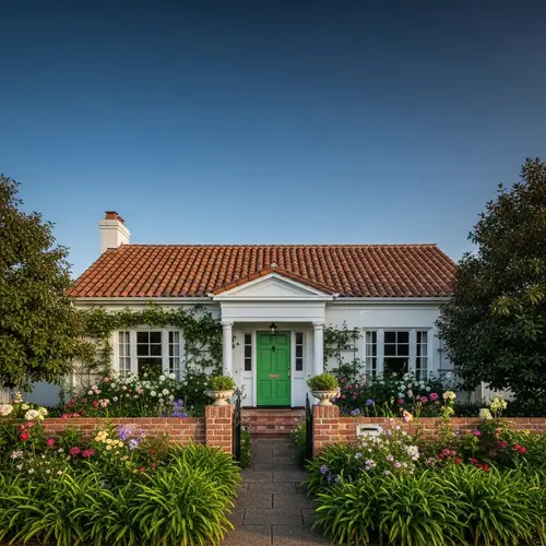 Classic House with Terracotta Tiled Roof and Green Front Door