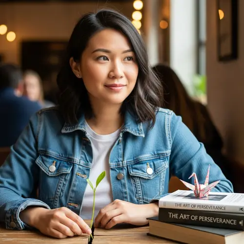 4K Resolution Portrait: Asian Individual as a Victor Over Life's Struggles