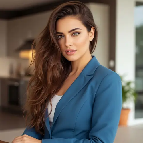 Trendy South Asian Woman in Stylish Blue Suit