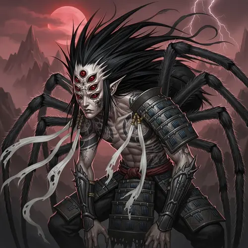 Japanese Anime Style Humanoid Spider Creature Art