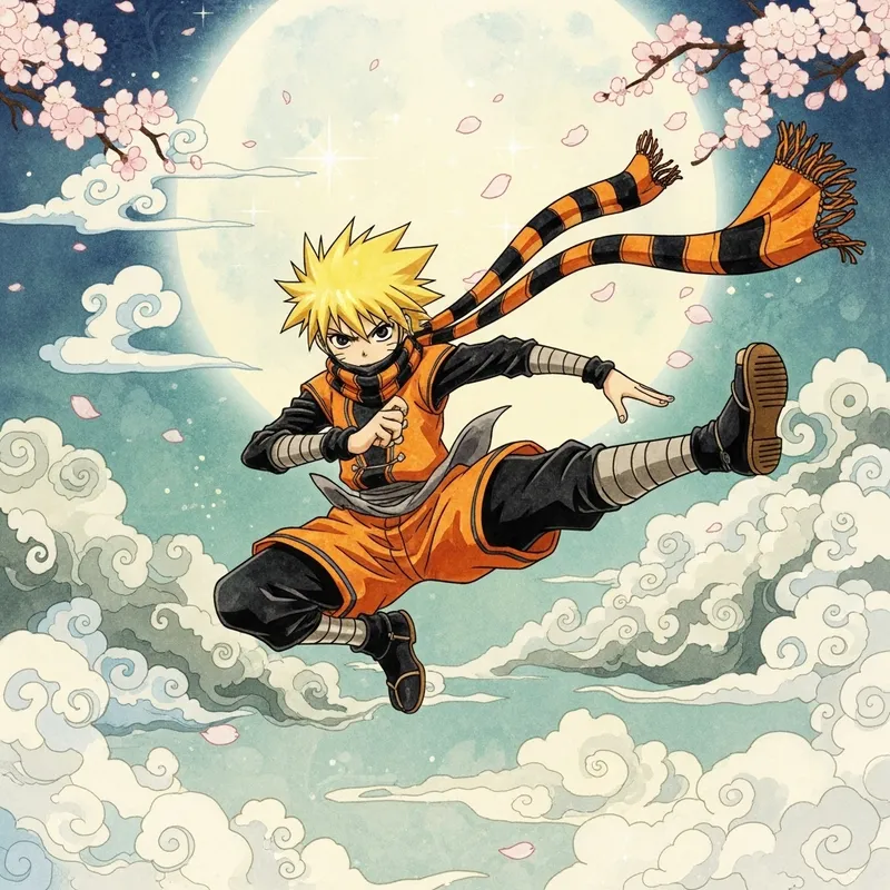 Naruto Character in Ghibli Style - Anime Ninja Naruto Character in Ghibli Style - Anime Ninja
